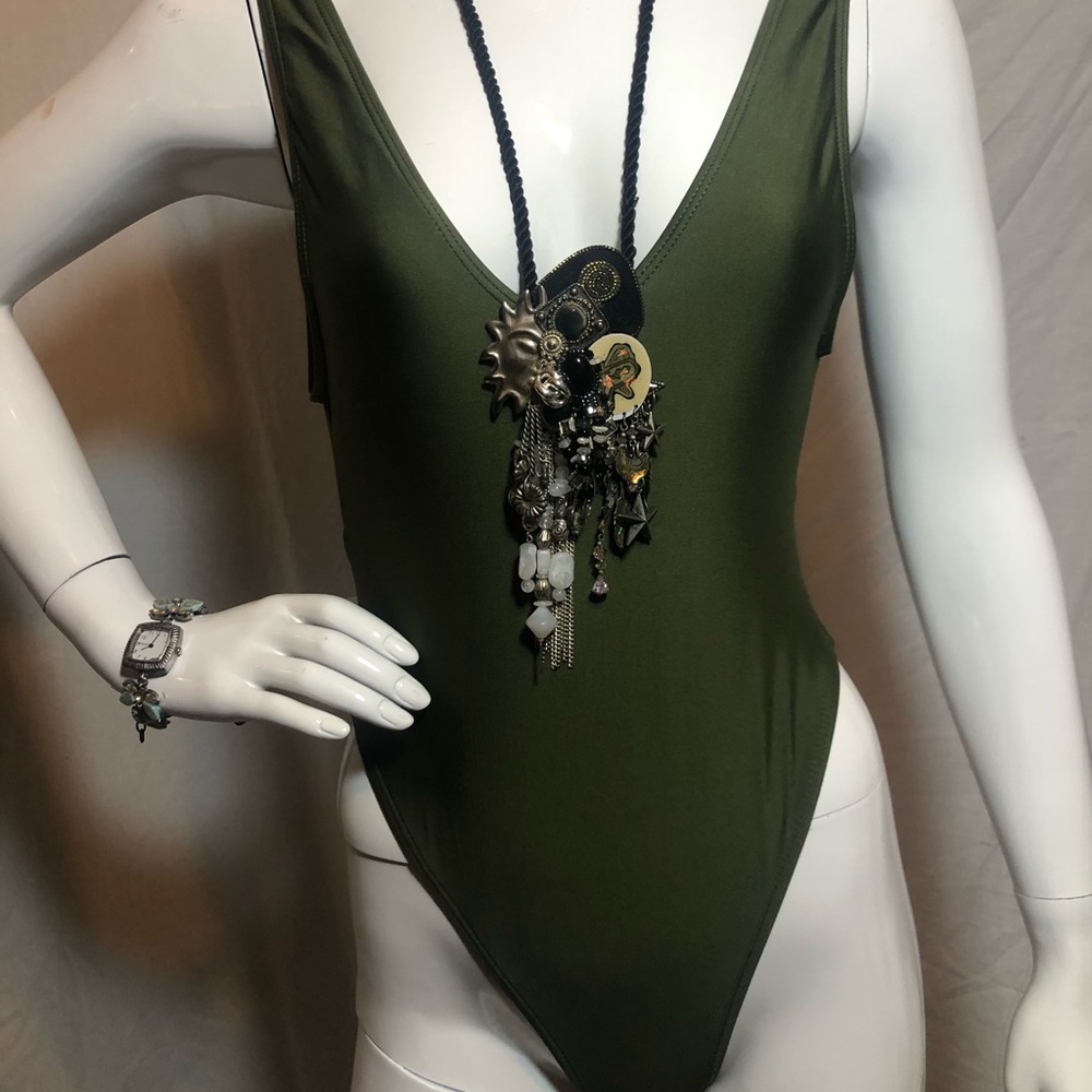 Olive green one piece swimsuit